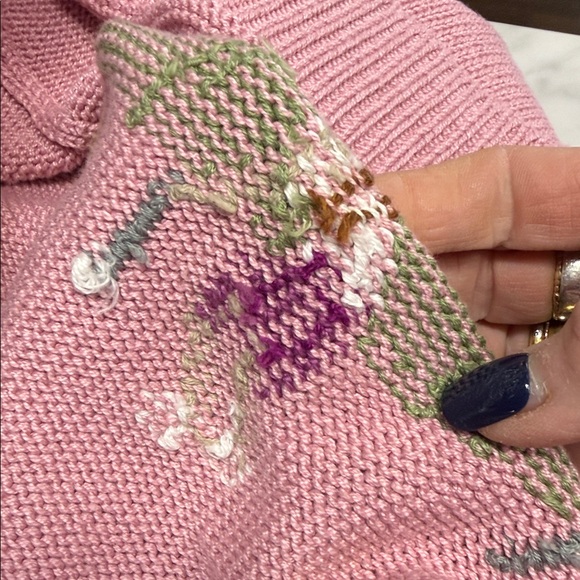 Vintage Handmade Golf Scene Crewneck Drop Sleeve Sweater in Mauve XS/S - Picture 7 of 10